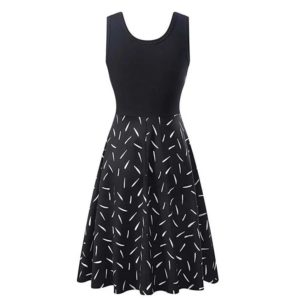 Женское платье в полоску без рукавов элегантное приталенное Повседневное лето