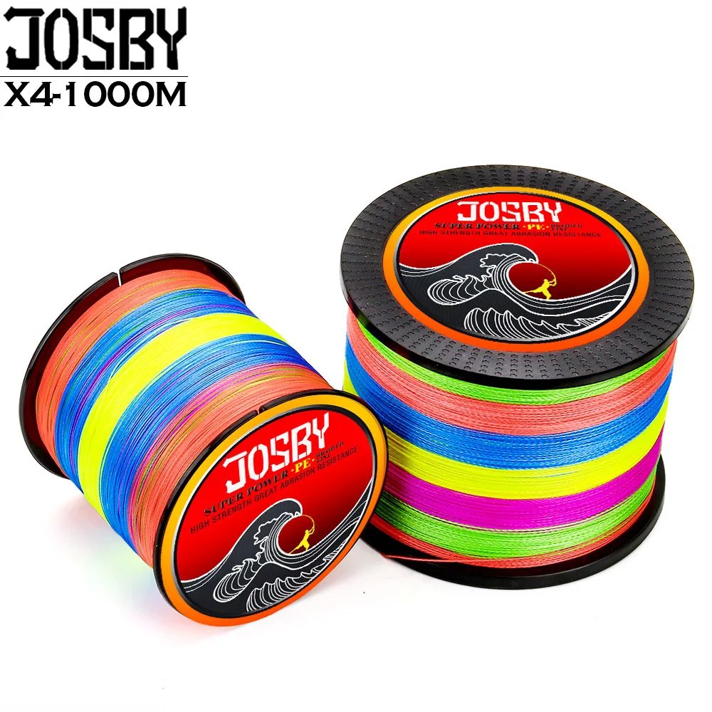 JOSBY 1000 м 4 нити плетеная рыболовная леска многоцветная супер прочная провода