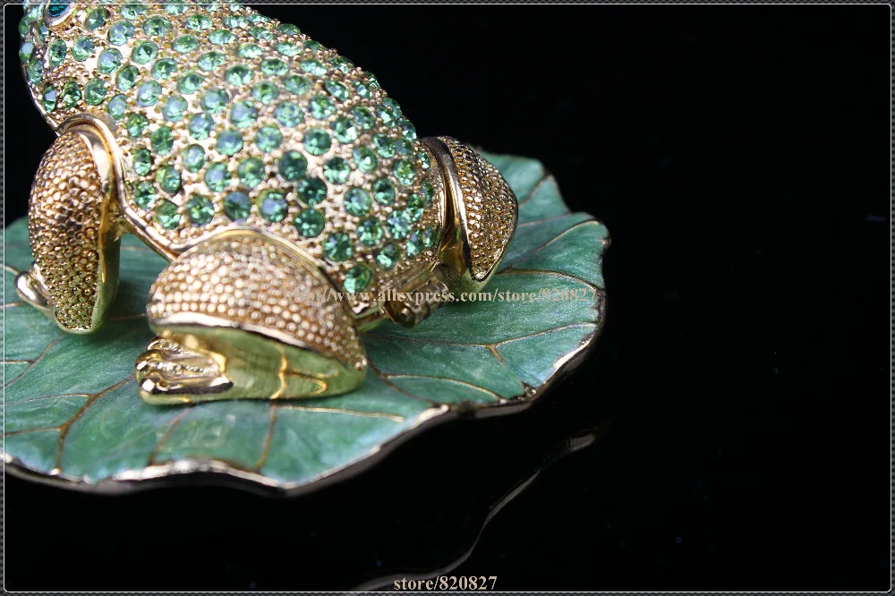 Лягушка на лотоса шкатулка для драгоценностей Коллекционная Хрустальная