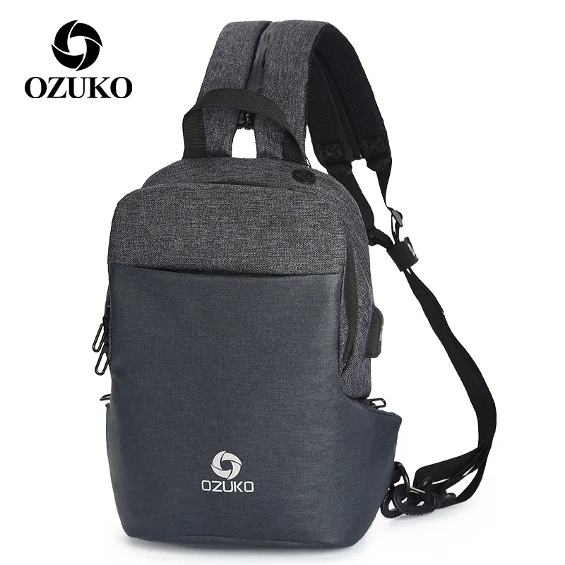 OZUKO 9067 мужская сумка через плечо, зарядка через usb, слинг, сумка-мессенджер, нагрудный пакет, подходит для 9," iPad, сумки через плечо для мужчин, летние короткие поездки