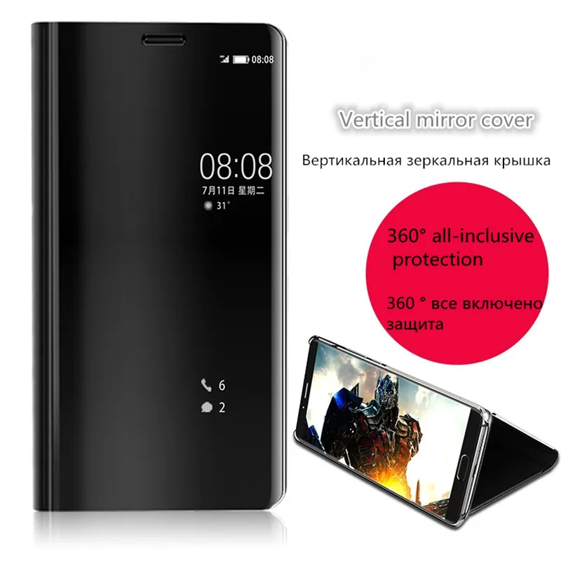 Зеркальный флип-чехол для huawei P20 P30 Pro lite P8 P9 P10 Lite() P smart(Plus), honor 7 8 9 10 V10 V20 Y5 Y6 Y7 Y8 Y9 Case