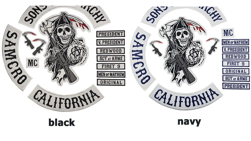 Нашивка Sons of Patch Anarchy SOA мотоциклетная нашивка Байкер вышитый значок для одежды куртка на спине большой размер панк и рок эмблема Железная на