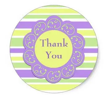 

1.5inch Thank You Purple Yellow Stripes Classic Round Sticker