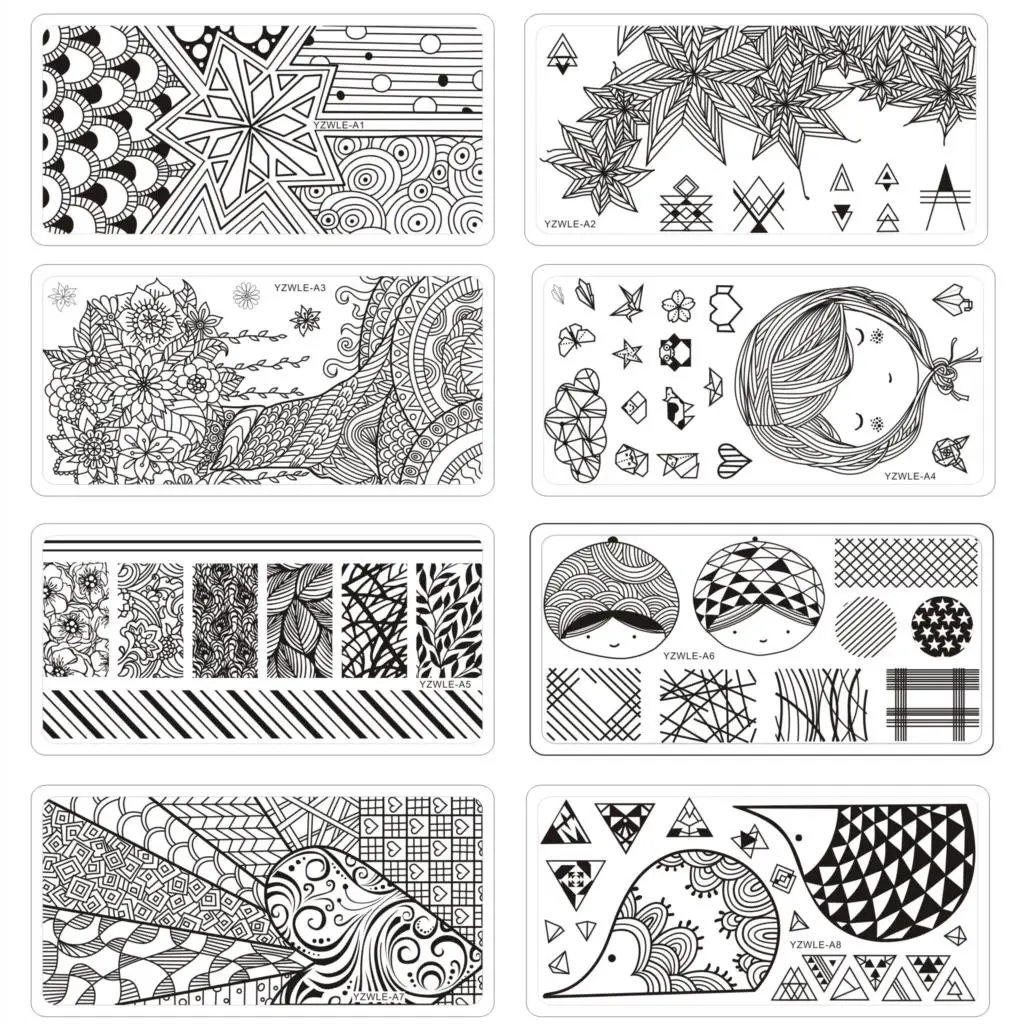 

6*12cm Square Nail Stamping Plates Origami Series Lace Flower Leaves Design Nail Art Stamp Template Image Plate Stencil