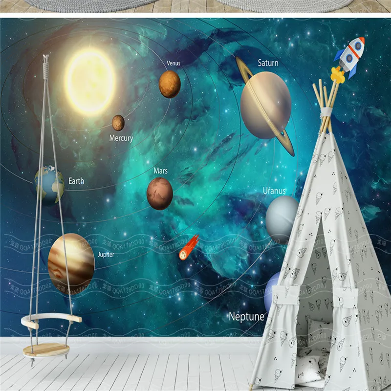Custom Large 3D Murals Space Universe Wallpapers for Children's Room Starry Sky Planet Wall Papers Stereoscopic Home Decor |