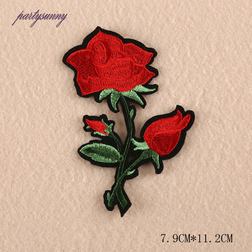 PF Роза Ткань Патчи Аппликация Вышивка Цветок Термо-наклейки для Куртка Железа на
