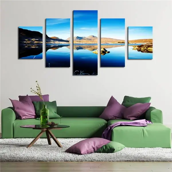Картина на холсте с изображением гор голубого неба озера 5 панелей|canvas painting|wall
