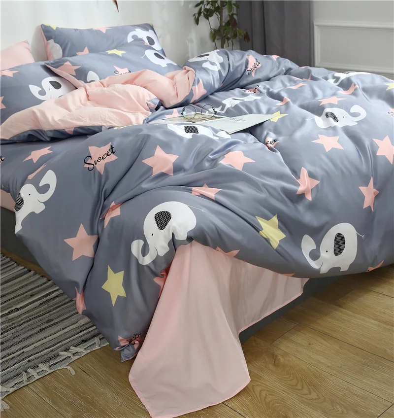 Набор постельного белья из промытого шелка удобные двухспальные простыни