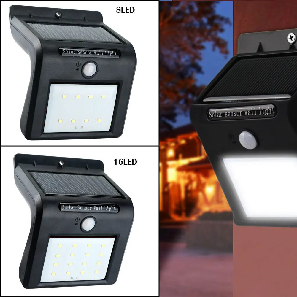 

Practical LED Solar Lamp Wall Light 8Led / 16Led IP64 Waterproof PIR Motion Sensor LED Garden Lamp For Yard Home Aisle Outdoor