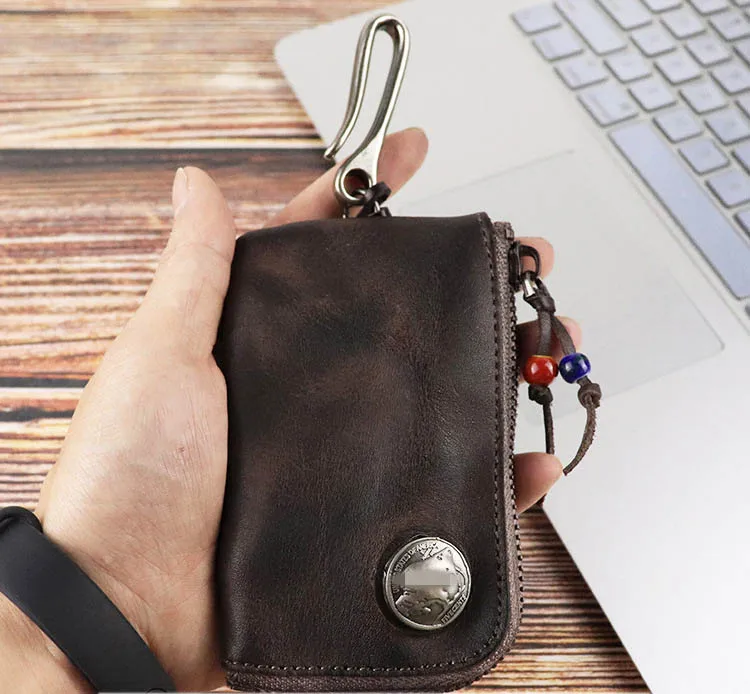 Original Handmade Vintage Door& Car Key Wallets For Men Euro-American Style Multi Function Key Pack With Card Holder Portable
