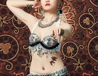 womens tribal belly dance coin bra top ats performance show costume accessory white d cup free shipping
