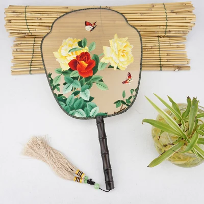 100% шелк тутового шелкопряда ручной работы Suzhou веер с вышивкой двухсторонняя