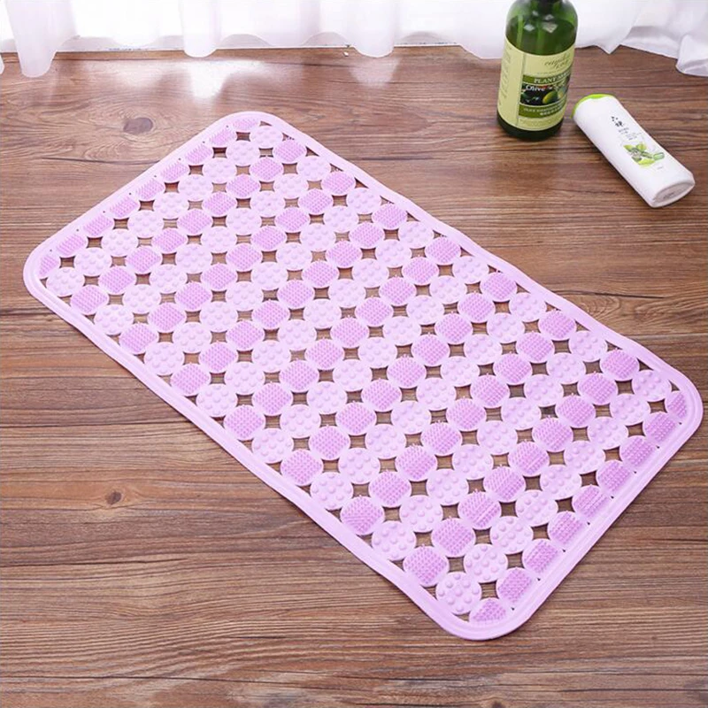 Простая небесно-голубая коврик для ванной из ПВХ 36x66 см овальные твердая