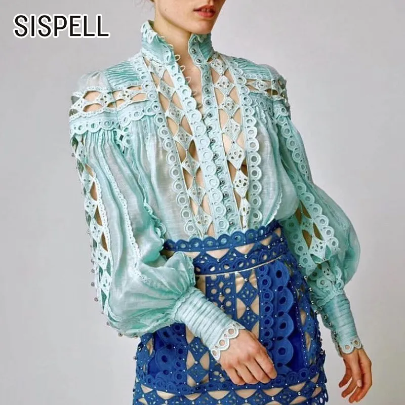 SISPELL 2019 блузка Топ Женская мода новый фонарь с длинным рукавом подставка