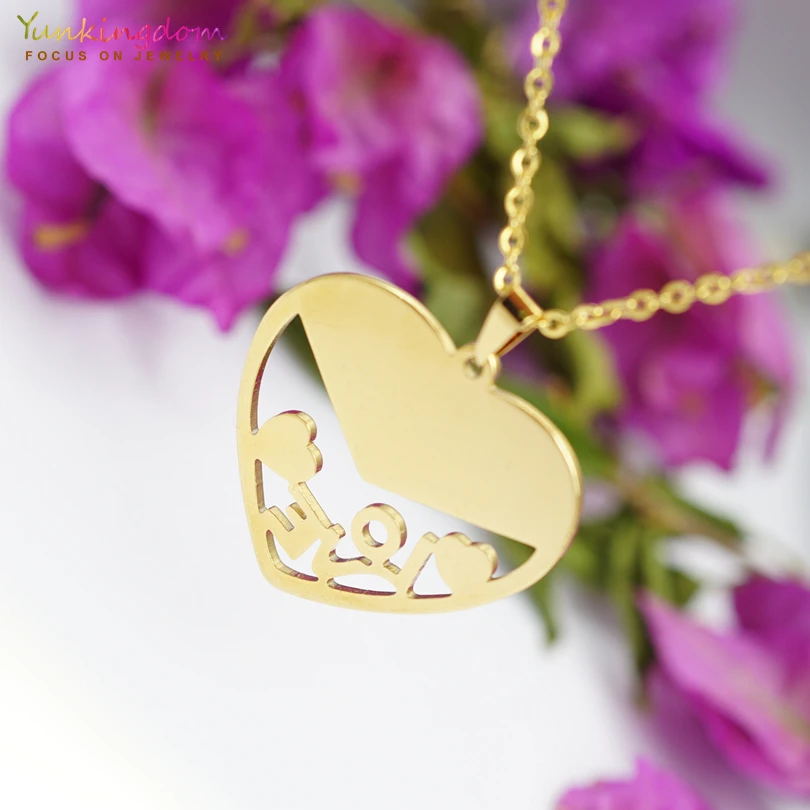 Yunkingdom love heart милые модные Ювелирные наборы для женщин из нержавеющей стали кулон