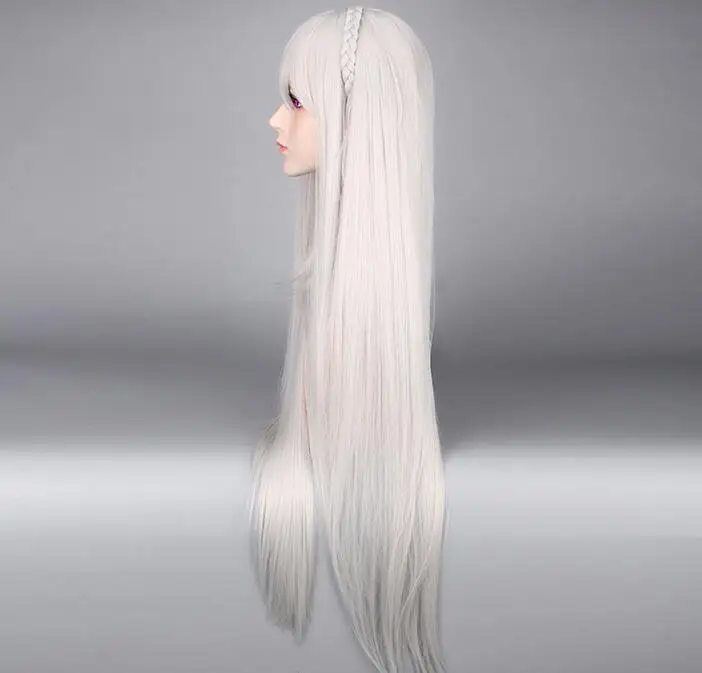 

Cosplay Wigs Lolita 100CM Sliver Grey Anime Style -Re Zero kara Hajimeru Isekai Seikatsu