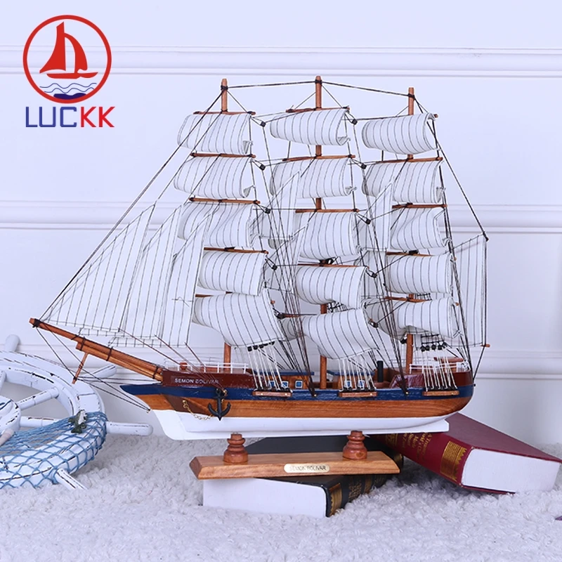 LUCKK 70 60 CM Simon Bolivar DIY Wooden Model Ships Creative Home Interior Wood Decoration Accessories Crafts Mediterrean Style | Дом и сад