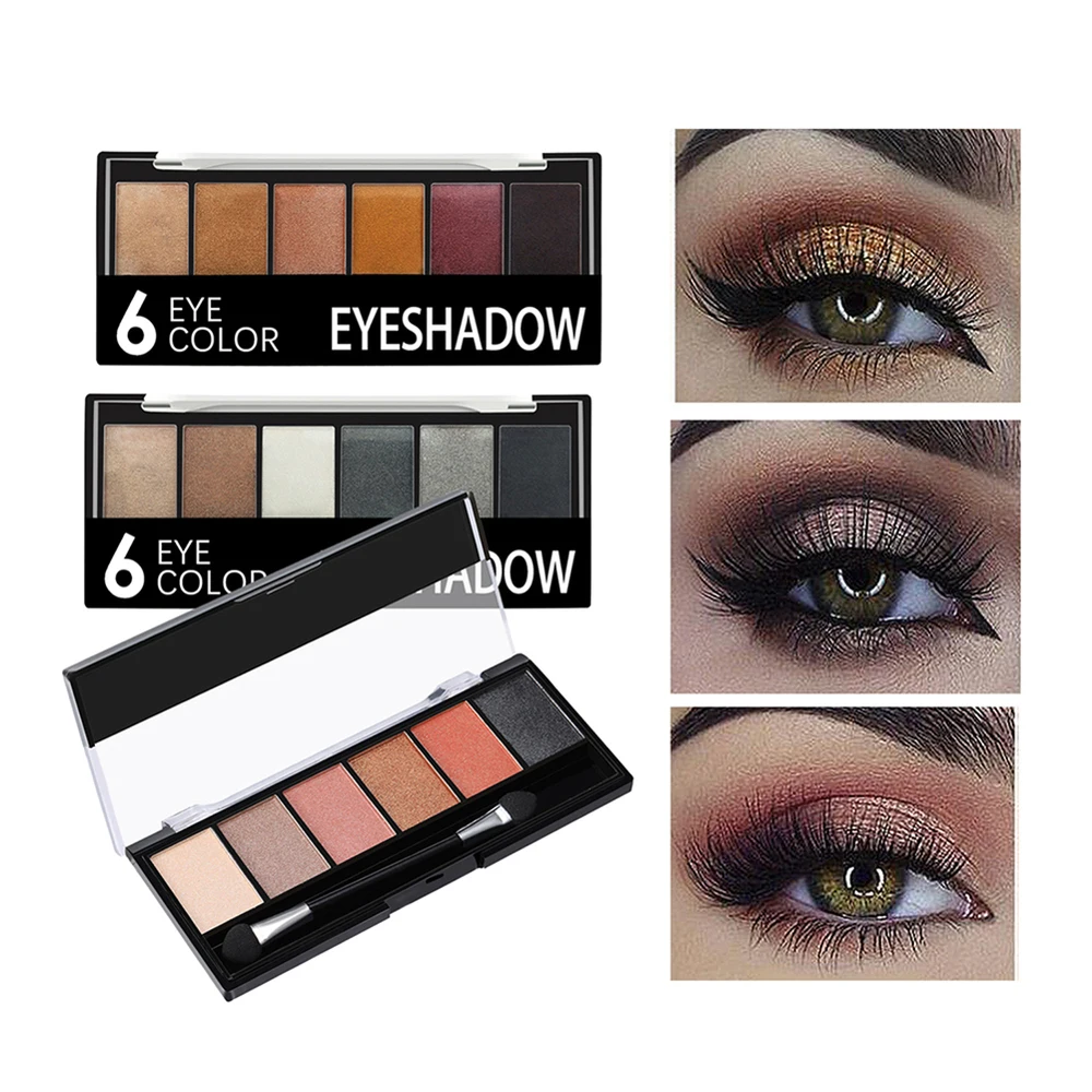 Профессиональная Водонепроницаемая палитра теней для век 6 цветов косметика