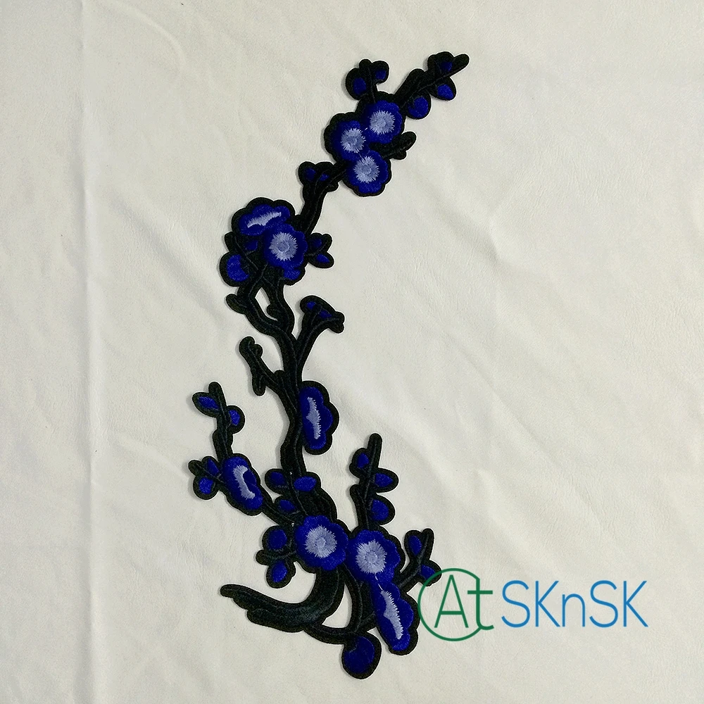 200 шт./лот вышитый цветок сливы патч для одежды печать нашивки на платье Декор