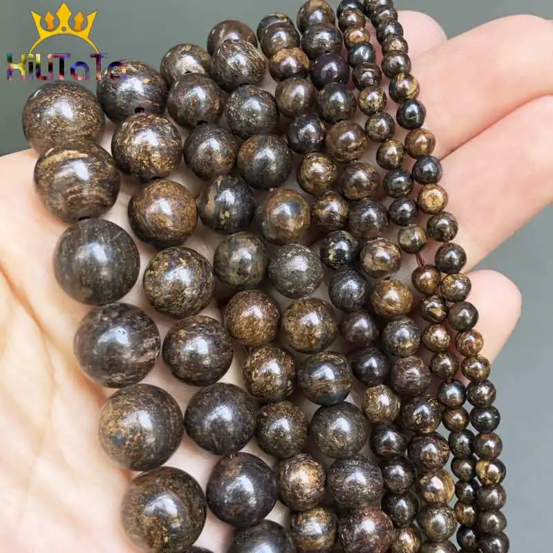 Natural Bronzite Stone Beads Round Loose Spacer Beads For Jewelry Making DIY Bracelets Necklace 15'' Pick Size 4/6/8/10/12mm