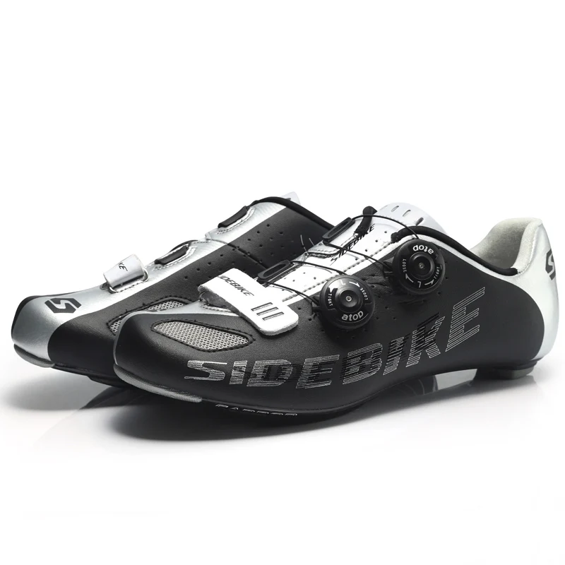 Sidebike/Мужская обувь для велоспорта, гоночная углеродная обувь для шоссейного велосипеда, ультралегкие самоблокирующиеся велосипедные кроссовки, дышащие профессиональные - Цвет: black
