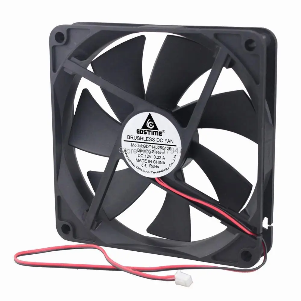 1 шт. Gdstime 12 В 2Pin 14025 140 мм 140x140x25 мм 14 см PC чехол для компьютера cpu вентилятор охлаждения постоянного тока