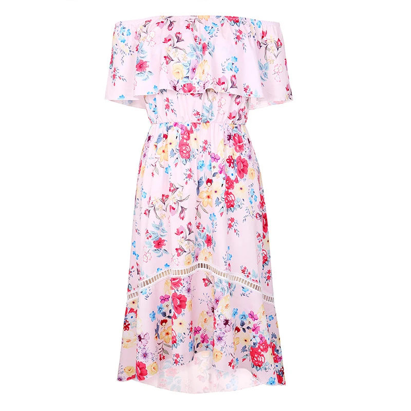 Женское платье женские летние резинка на талии сарафан Модный цветочный принт