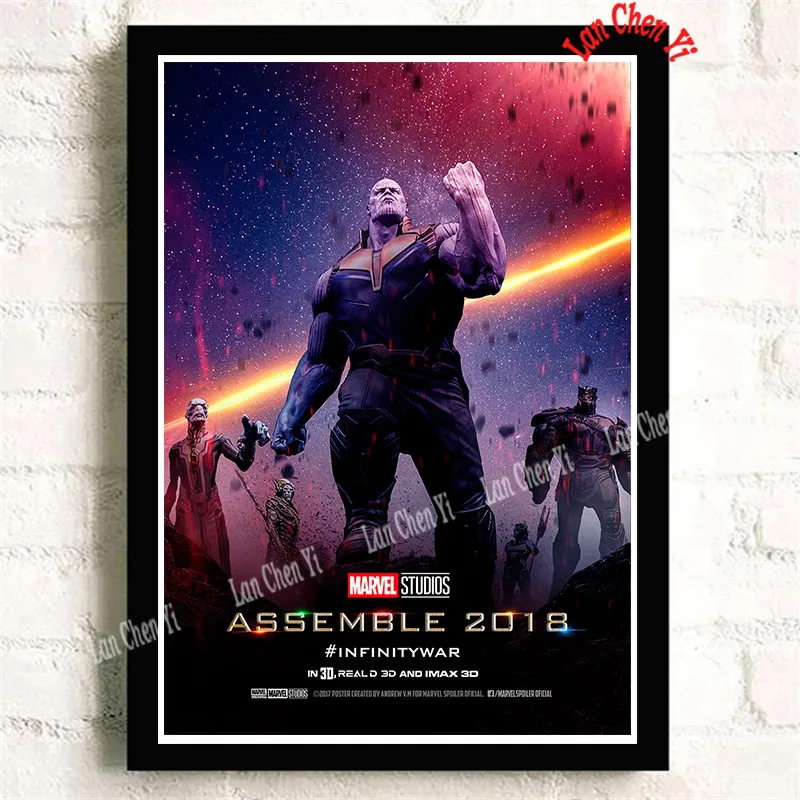 Серебристый Мстители Бесконечность войны Marvel фильм мелованная бумага плакат для Кафе Винтаж Высокое качество печати рисунок ядро декоративная живопись - Цвет: Серебристый