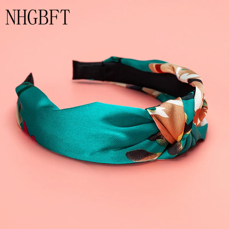 Blue Green NHGBFT обруч для волос в богемном стиле головной убор для женщин и девочек с цветочным принтом обруч для волос аксессуары головная повязка Прямая поставка - Цвет: Blue Green