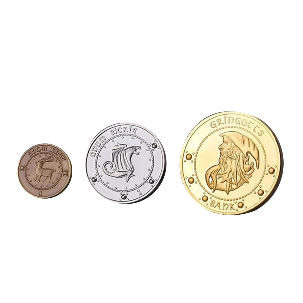 3 шт. памятные монеты, набор значков для монет Unum Kout Unum Galleons Unum Stckle Gringotts Hogwarts Bank Wizarding Coin Set