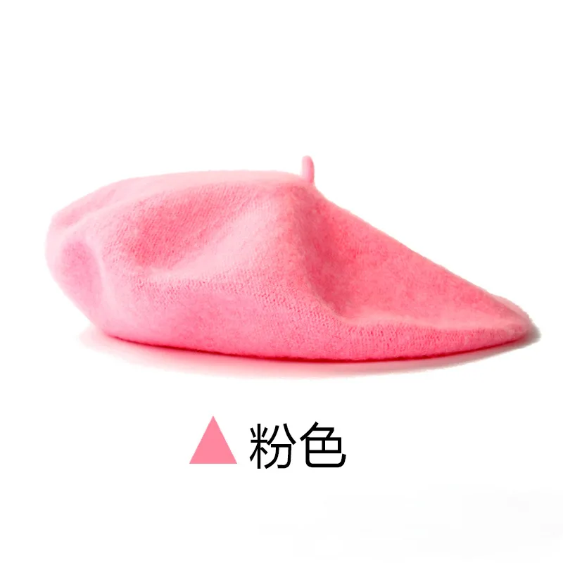 

Hot Sell Fashion New Women Wool Solid Color Beret Female Bonnet Caps Four seasons All Matched Warm Walking Hat Cap 16 Color