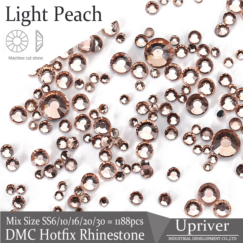 Линейный светлый персик горячей фиксации rhiengems DMC утюжок на стекле машинная резка