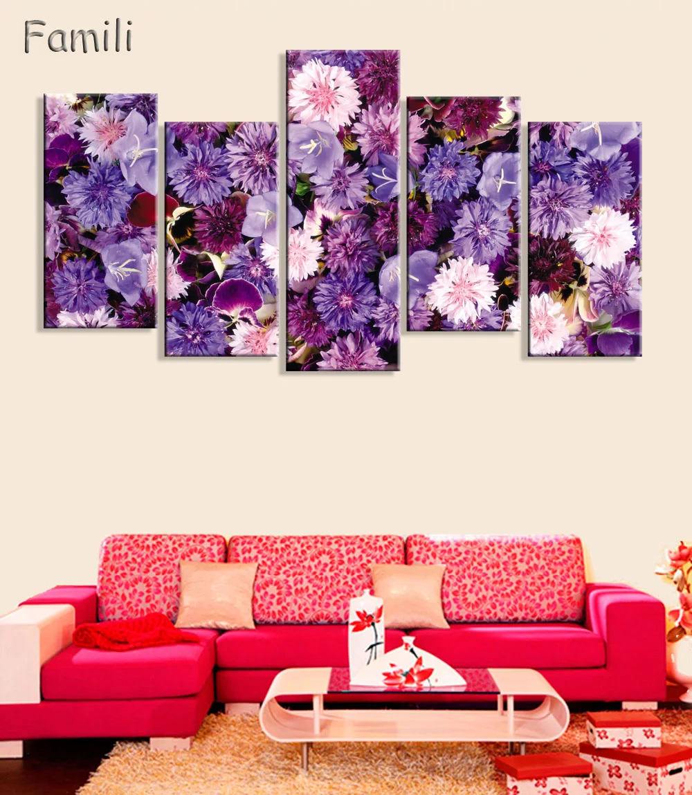 5 панелей HD печать красная роза цветок настенная живопись холст декор комнаты