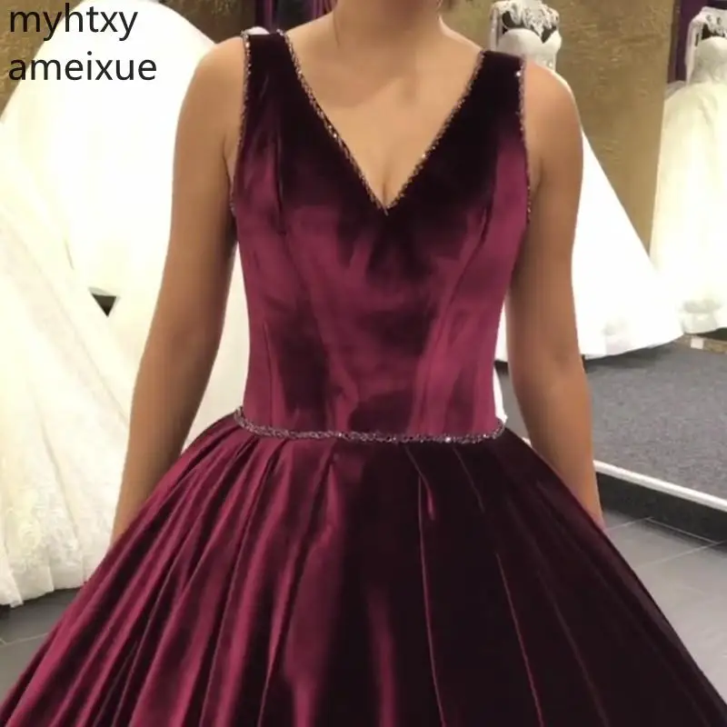 2021 Sexy Long Sleeve Court Plus Size Red Gown Evening Dress Train Burgundy Lace Applique Velvet Robe De Soiree | Свадьбы и