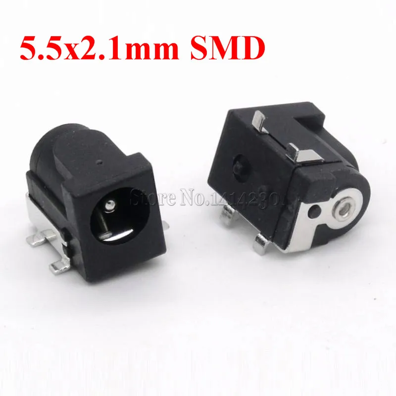 SMD Разъем питания разъем DC 5 5*2 1 мм/5 мм 2 1/2 дюйма Круглый черный цвет|5.5*2.1mm connector|2.1