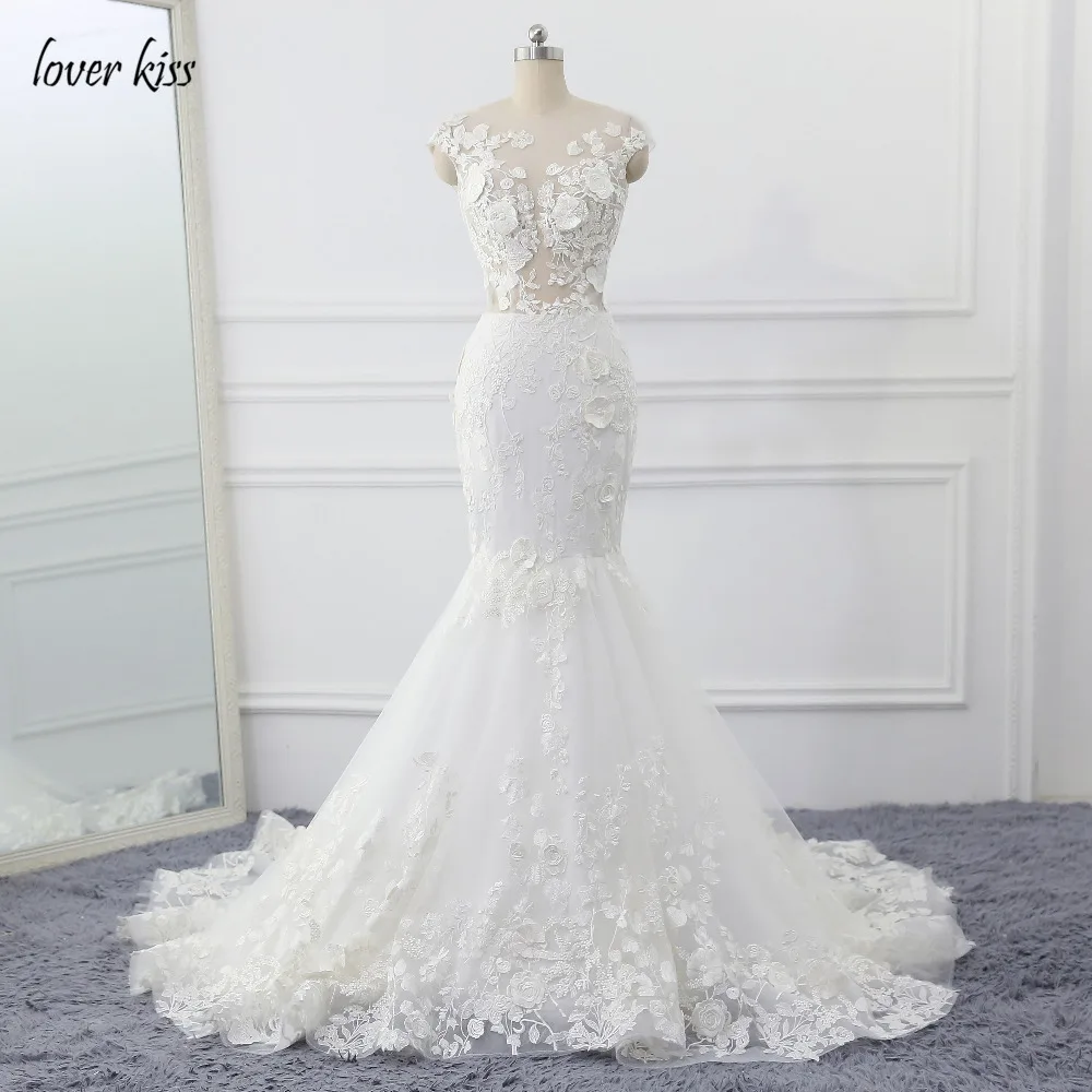Любовник Поцелуй Vestido de Noiva Русалка свадебное платье 2021 3D Летние пляжные туфли с