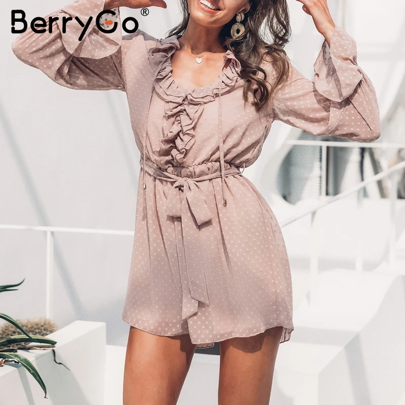 BerryGo женский комбинезон в горошек костюм с принтом сексуальный v-образный вырез