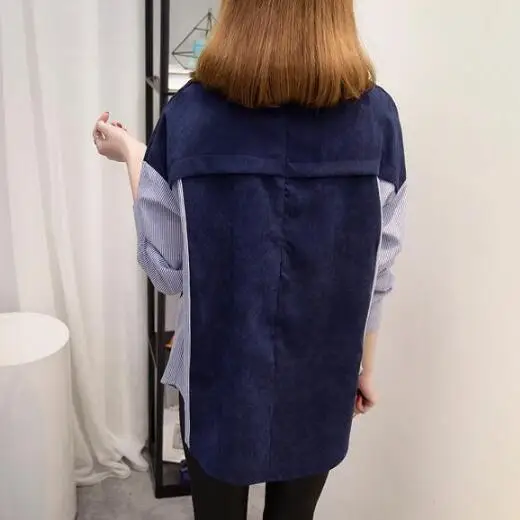 5XL 4XL 3XL плюс размер женские топы свободные с воротником-стойкой длинным рукавом