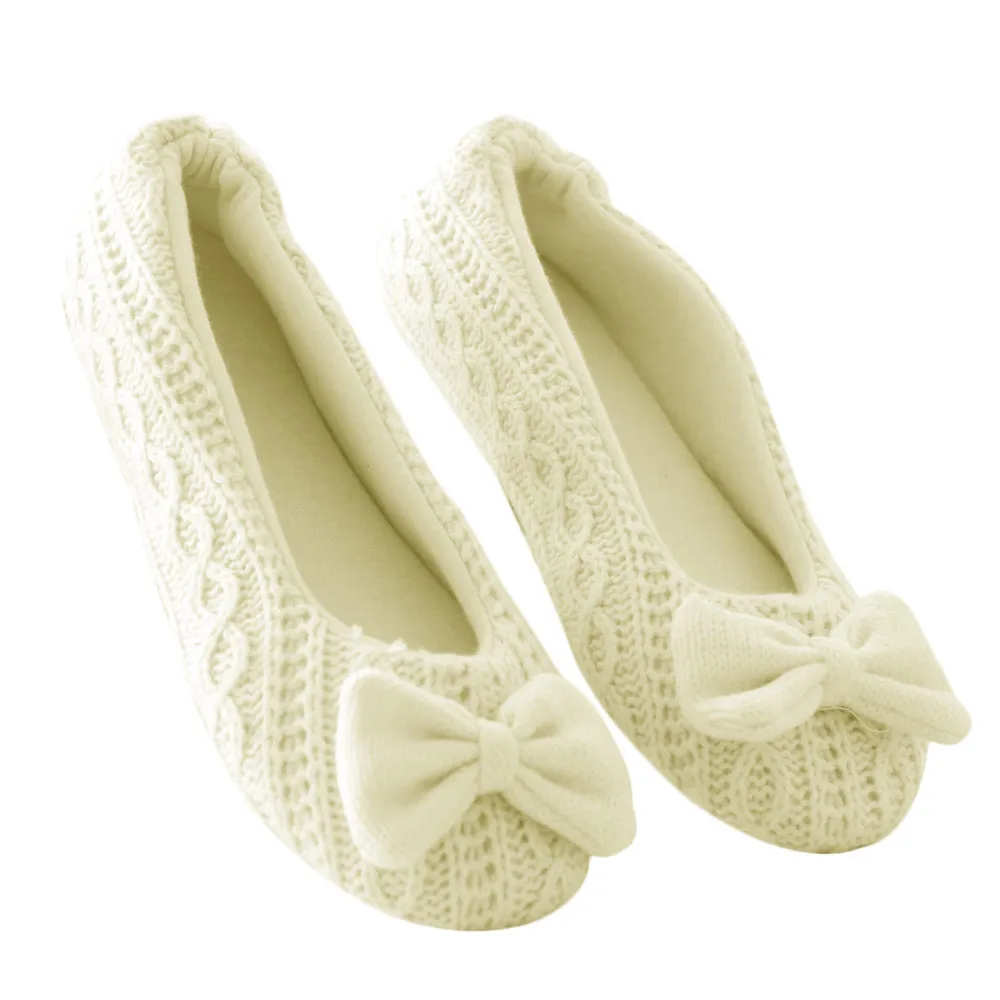 Womens Shoes Home Slippers Bowknot knitting Crochet Solesoft Female Cashmere Warm ladies bow casual solid comfortable Gift | Обувь