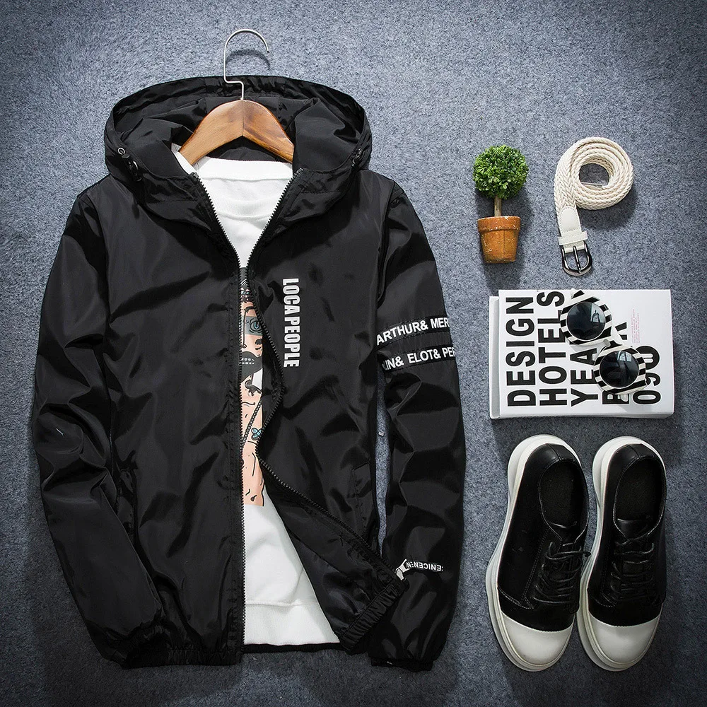 2018 Spring Autumn New Fashion Slim Fit Young Men Hooded Jacket Thin Jackets Brand Casual Windbreaker Top Quality 4 Colors S-4XL | Мужская