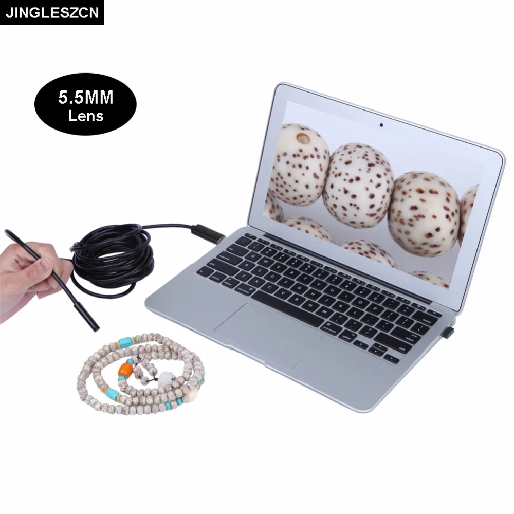 Jingleszcn USB эндоскопа мини Камера IPX67 Водонепроницаемый 5.5 мм Диаметр объектива 5 м