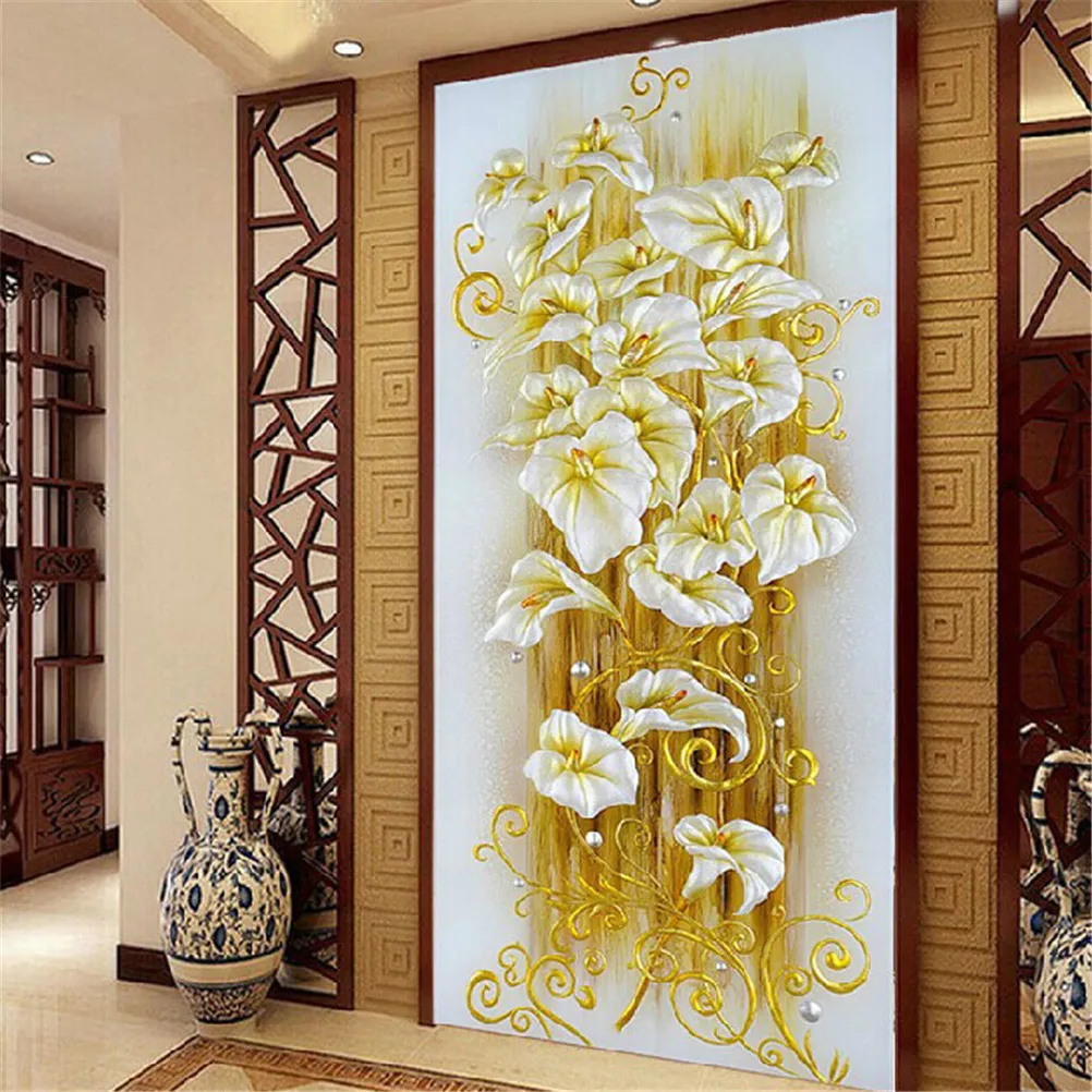 Алмазная 5D Вышивка сделай сам живопись золотой цветок лилии Набор для вышивки