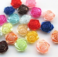 30pcspack mixed color 18mm flat back resins cabochon scrapbook 3d rose flower pearl beads fit phone embellishment diy