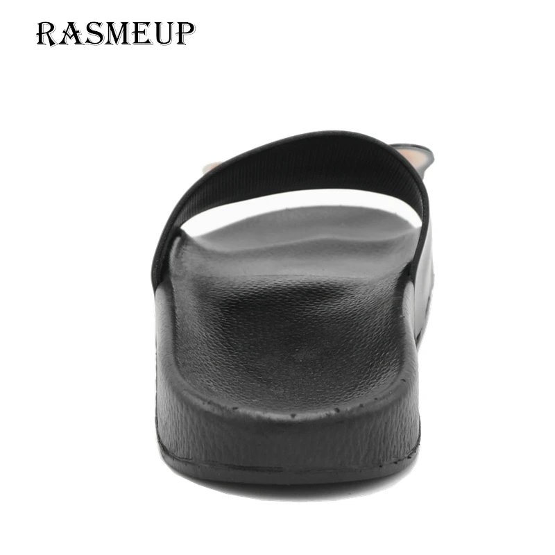 RASMEUP/кожаные женские шлепанцы; коллекция года; сезон лето; женские пляжные шлепанцы с открытым носком; пляжная обувь с бульдогом; домашняя повседневная женская обувь без задника