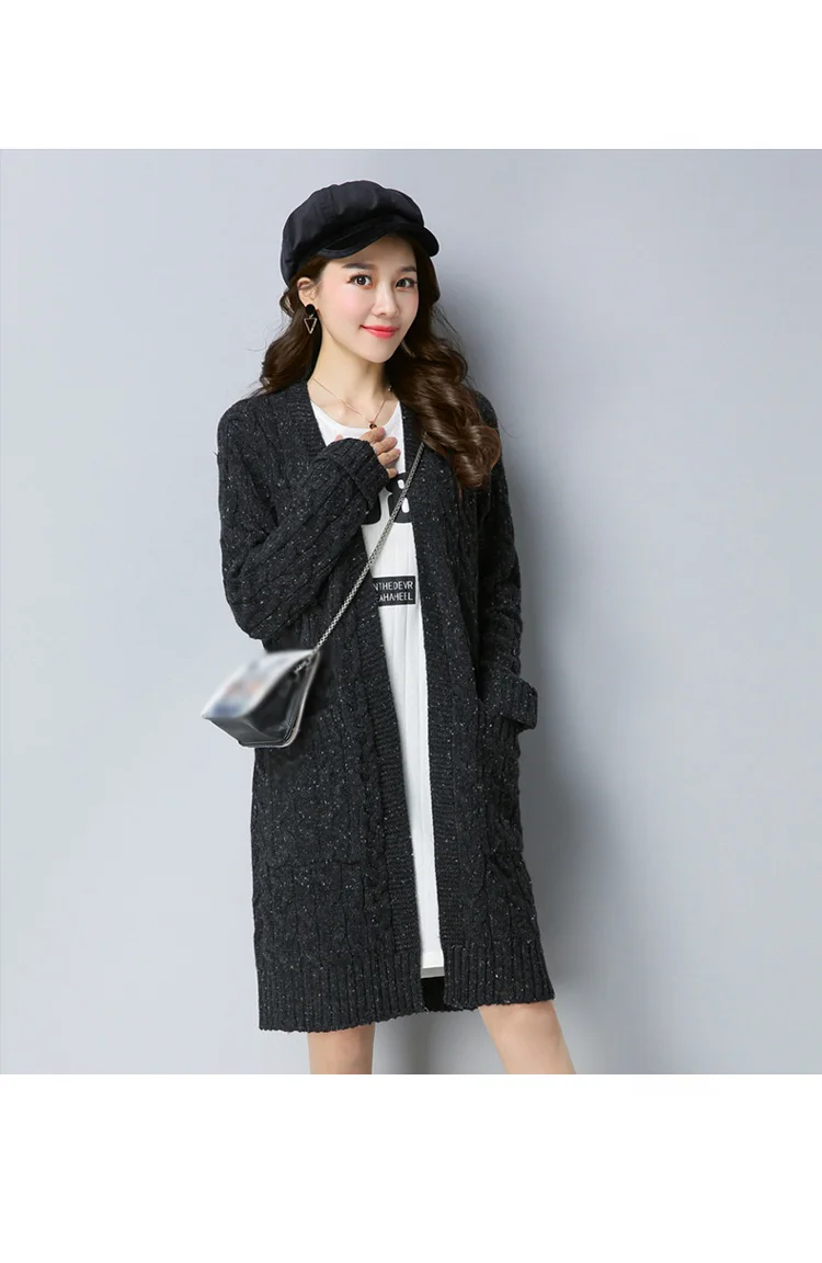 Для женщин Autumn Cashmere плюс Размеры 3XL средней длины Трикотаж женский с длинным рукавом вязаный свитер леди Повседневное свободные пальто-кардиган C62