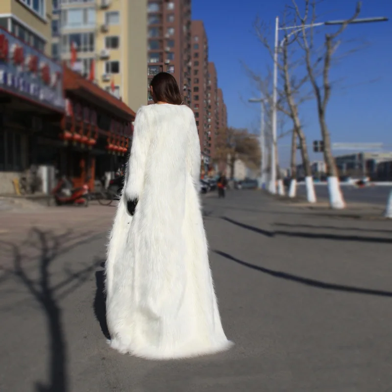 Женская зимняя куртка до пола длинная из искусственного меха новинка 2016 | одежда