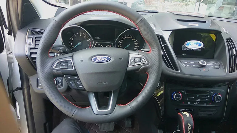 Чехол рулевого колеса автомобиля из натуральной кожи для Focus 2 3 kuga/Escape Ecosport с рычагом переключения передач