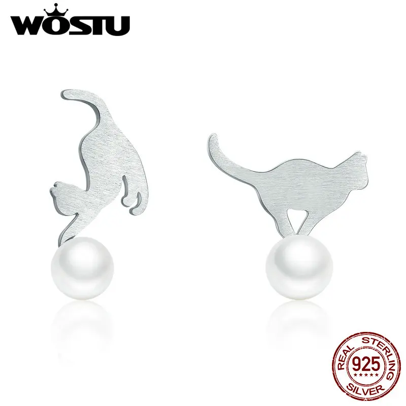Женские серьги в виде кота из серебра 100% пробы DXE235|925 sterling|ball earringsearrings jewelry |