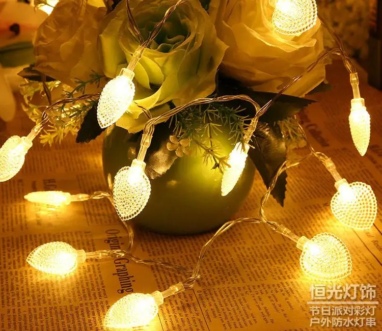 

220V 5M 28LED Love heartstring Lights christmas tree decorations for home outdoor wedding party Garland new year fairy lights