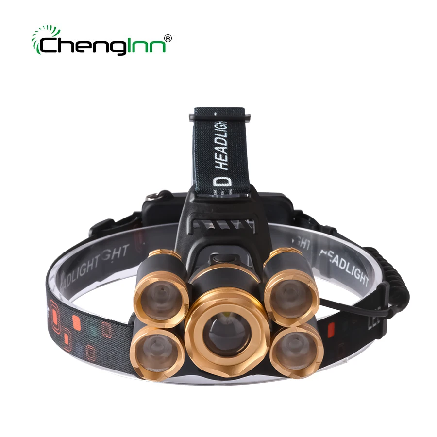 Chenglnn 10000 люмен светодиодные фары 5 чип налобный фонарь 1T6 + 4XPE светодиодный Cree